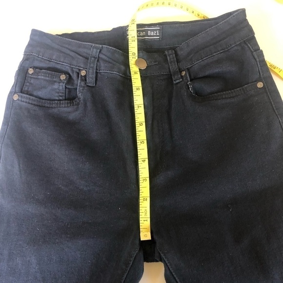 American Bazi Colored Zipper Skinny Fit Frayed Hem Black Jeans Size S - Picture 9 of 12